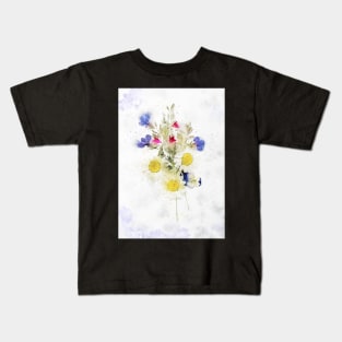 Pressed flowers in a display - Watercolour painting Kids T-Shirt